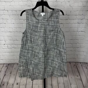 J. Jill Pure Jill Black and White Linen Sleeveless Tunic Tank Size Medium Petite